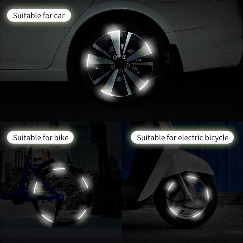 20ks Reflexní samolepky náboje kola auta Sada ráfku pneumatiky svítící ozdobné proužky pro motocykl, jízdní kolo, noční bezpečnost