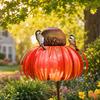 Bird Feeder, Painted Iron Bird Feeder with Petal-Top Grain Storage, Iron Art Design Bird Feeder for Hummingbirds And Finches Outdoor Garden Decoration