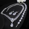 T0122 High-End Zircon Bridal Chain, Earrings, Necklaces, And Jewelry Three-Piece Set, Wedding Dress Accessories.