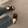 Vintage Casual Gentle Evening Breeze Open-toed Sandals Women's Summer 2025 New Soft Leather Cross-strap Flat Beach Shoes