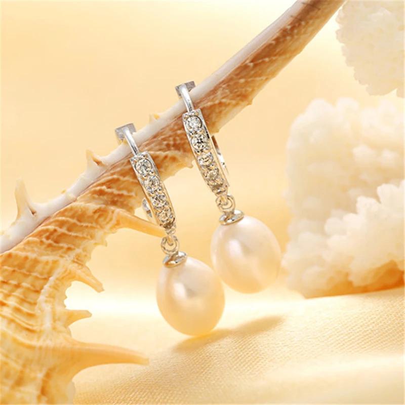 Natural Freshwater Pearl Drop Earrings Fashion Hot Sale 925 Sterling Silver Dangle Earrings for Women