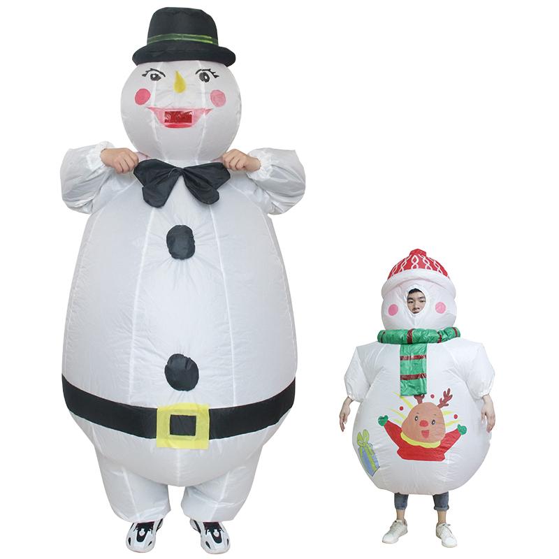 Xmas Funny Inflatable Costumes Gingerbread Snowman Woman Halloween Carnival Party Suit Special Use Role Props Clothing