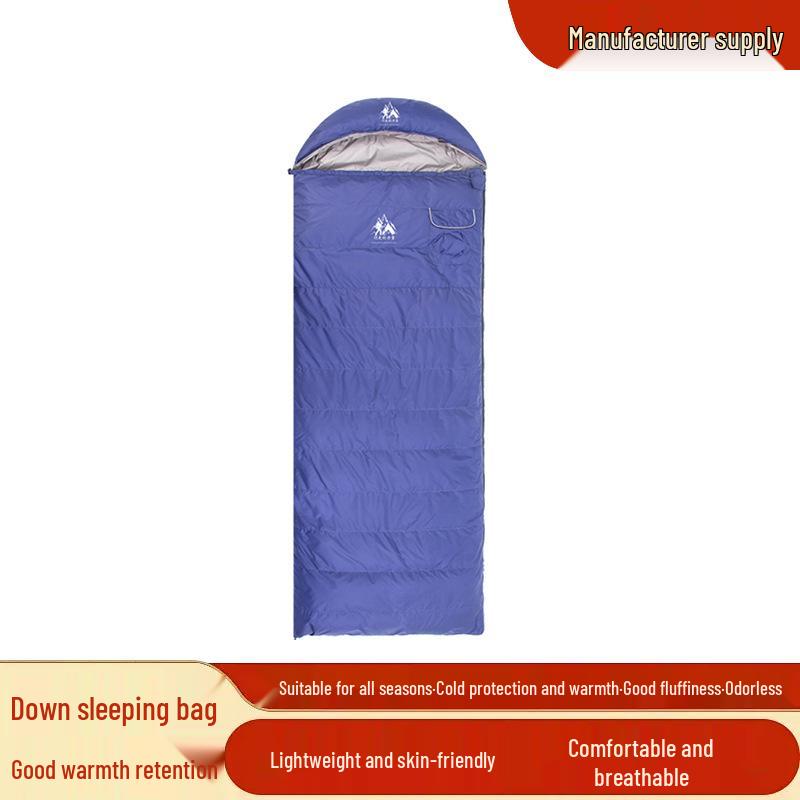Outdoor Goose Down Camping Sleeping Bag - Warm, Breathable, Cold-Blocking Quilt 400g Goose Down темно-синий