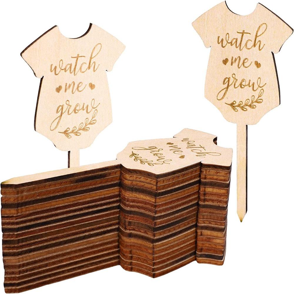 

20PCS Wooden Plant Flower Insert Growth Label Creative Garden Wooden Plant Card Lettering Decoration Sign светло-серый