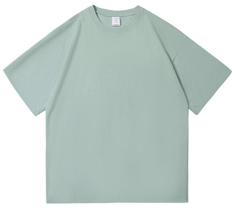 

300г Важка Свіжа М ятно-Зелена Однотонна Круглий Виріз Короткий Рукав Вільна Футболка Унісекс XL (recommended 160-180 catties)