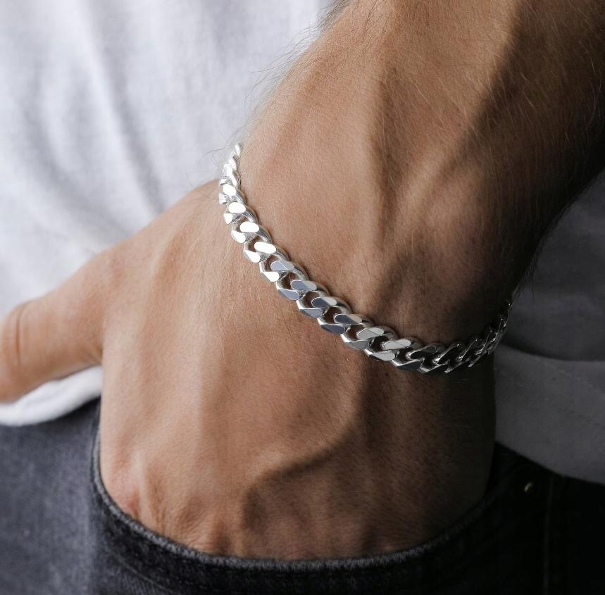 SILVER 925 SOLID Men' Bracelet For Gift Elegant Bracelet