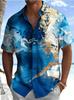 Men's Fluid Marble Gradient Print Short Sleeve Shirt, Spring Summer Luxury Hawaiian Vacation Blouse, Loose Casual Top