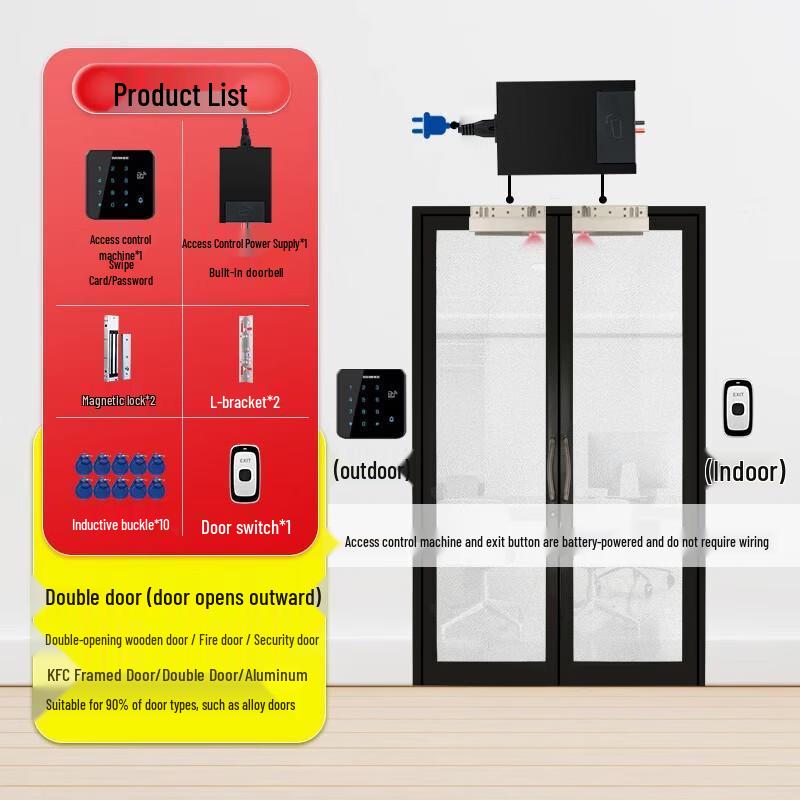 

ZUCON 2.4G Wireless Access Control System for Glass Doors CN plug (adapter included)