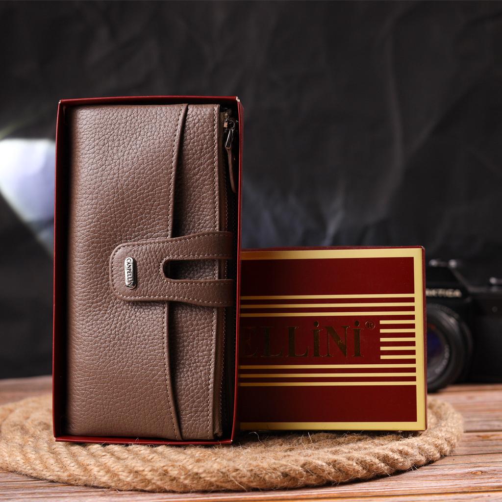 Interessante Damenkatzen aus echtem Narbenleder CANPELLINI Geldbörse 21634 Beige