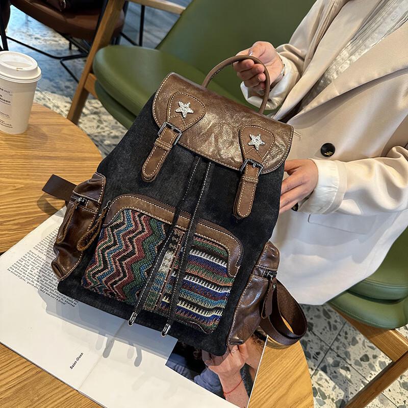 Stylish Rhinestone Canvas Backpack One Size