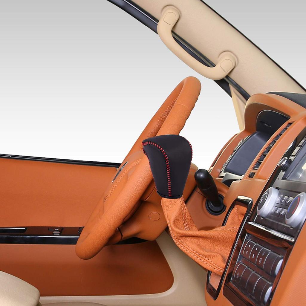 Plouluyt Car Gear Shift Cover, Leather Shift Lever Cover Fit 2015 2016, 1 Piece Black Leather Cover Gear Shifter Knob