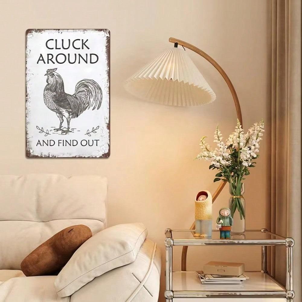 Retro Chicken Metal Tin Sign 12x8 Inch Funny Vintage Plaque Bar Wall Decor