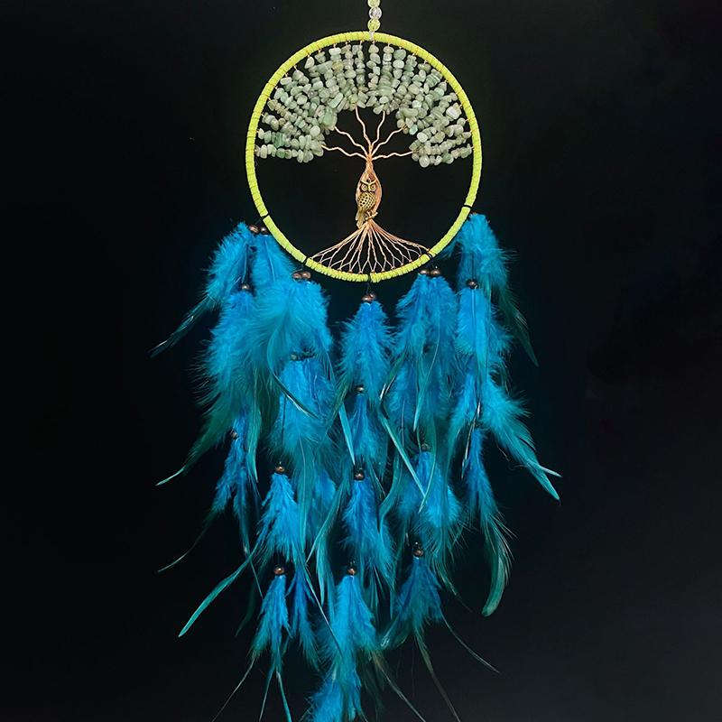 Tree of Life Dream Catcher Handmade Pink Gravel Wall Hangings Feather Craft Home Decor Wind Chimes DreamCatchers Room Decorate