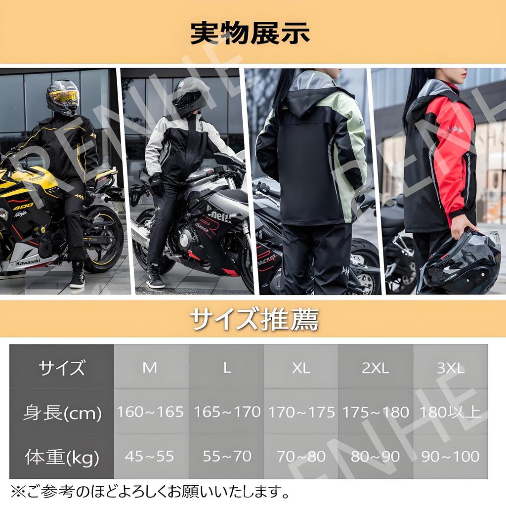 RENHE Motorcycle Rainwear Set with Shoe Waterproof and Ideal for and Size M Men's Covers, Water-Repellent, Cycling, Golf, Work, Hiking, Green,