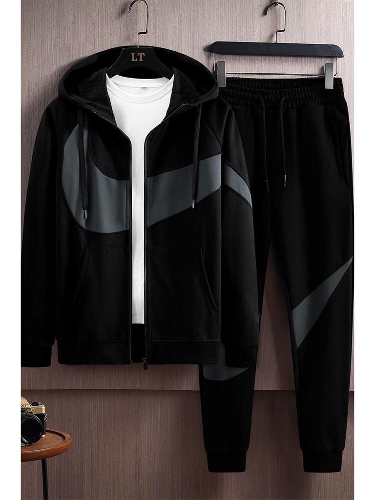 Men's Trendy Spring/Autumn Casual Cardigan Hoodie Sportswear Set