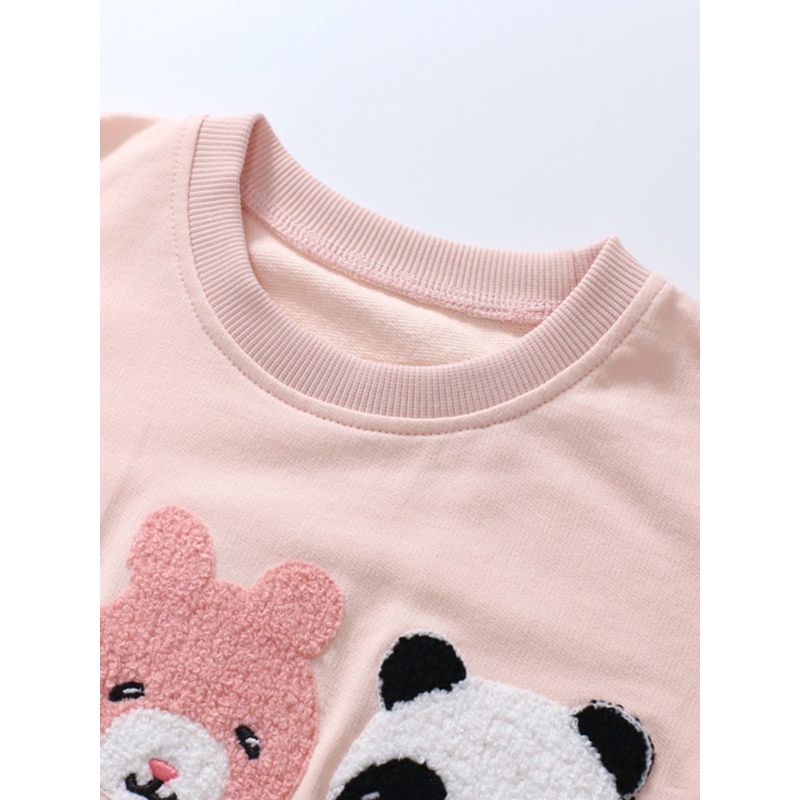 New Children's Clothing Set for Girls, Cute Pink Children's Sweatshirt, Autumn Outfit, Long Pants Two-Piece Set, Baby Cartoon Bear Trendy