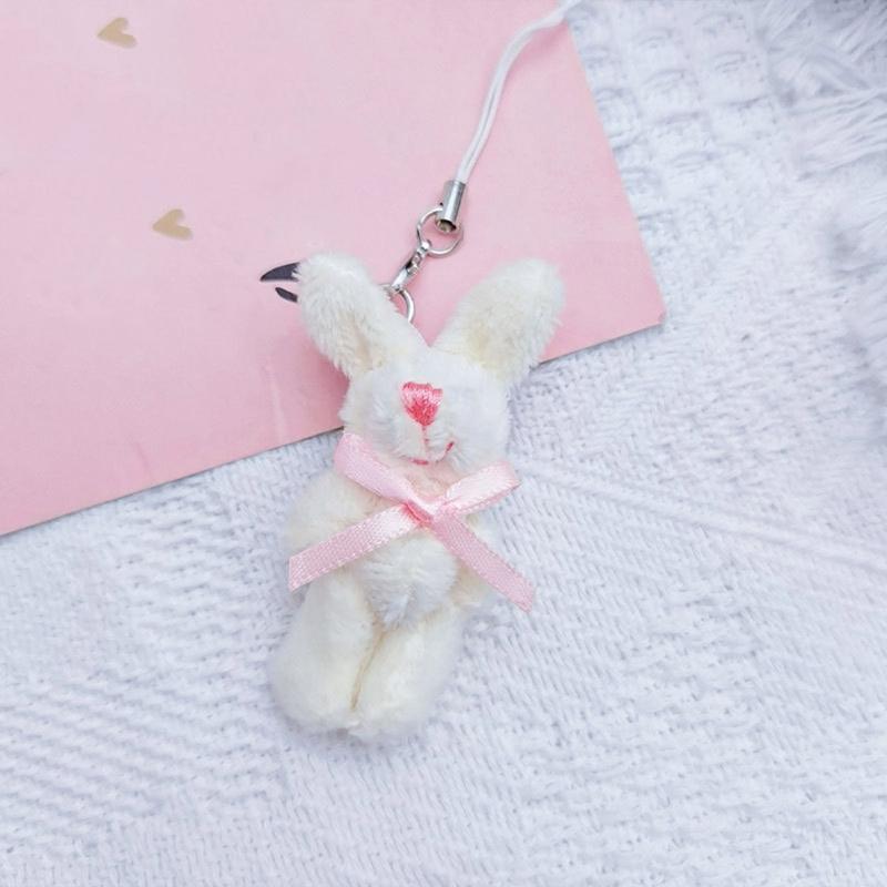 Key Holder for Students Heart Rabbit Keyring Phone Lanyard Mobile Phone Strap