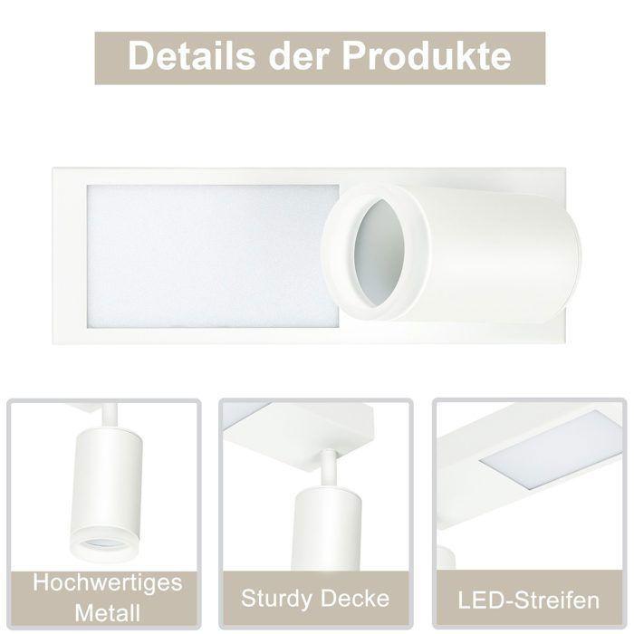 Plafonnier LED - NETTLIFE - GU10 - 10W - 3000K - Blanc métal 24 cm