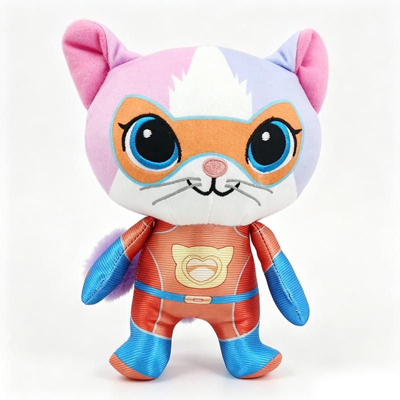 Super Hero Cat Plush Dolls Set Of 4 Styles Soft Stuffed Kitten Toy With Mask Hero Outfit Cute Animal Collectible Plush Figure