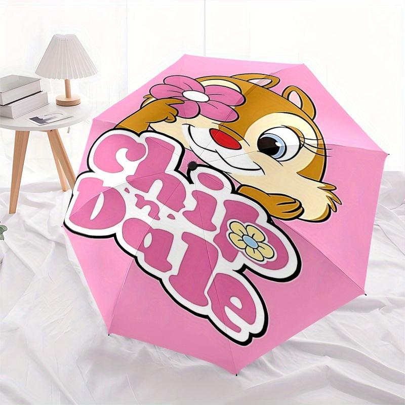 Chip und Dale Automatisches Öffnungs- und Schließschirm - 8 Speichen Tragbarer Faltregenschirm mit Kunststoffgriff, Geeignet für Freizeit und Halloween