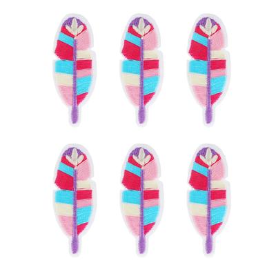 6Pcs Colorful Feather Patch Shading Blemishes Damage Feather Cute Iron On Patches for DIY Shirts