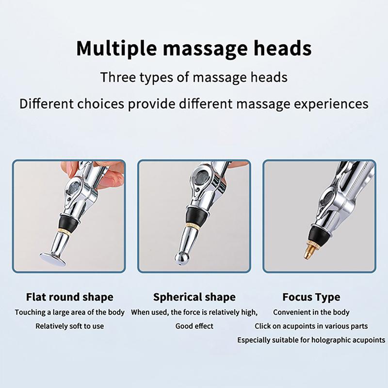 Electric Massage Pen Adjustable For Body Back Hand Massage Press And Relax Muscles, Charge Powered Silver