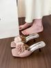 2025 new summer fashion sandals sandals French high heel flower slippers women's shoes summer wear