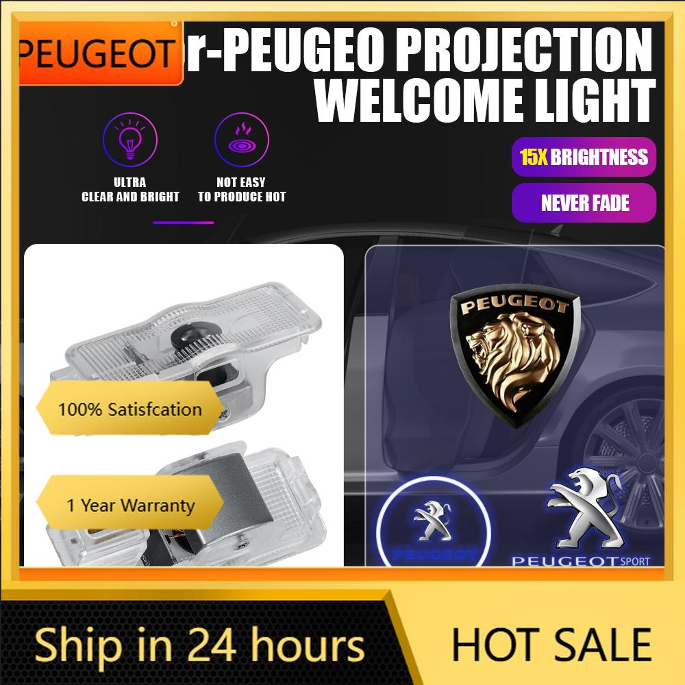 Car Sticker 2025 Hot For PEUGEOT 407 CRZ 508 2PCS HD Car Ghost Shadow Lamp Wireless Welcome Light Auto Door Logo Projector LED D