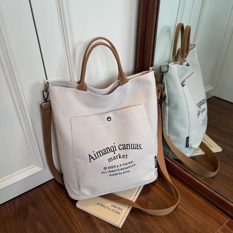 Large Capacity Bag Women's New Spring and Summer Fashion Shoulder Canvas Versatile Tote Bag Messenger Commuter Bag