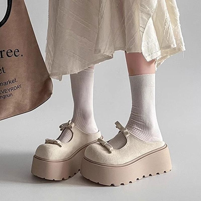 Fashion casual bow one-button sponge cake thick bottom half bag head cool slippers women's spring and summer 2025 new versatile