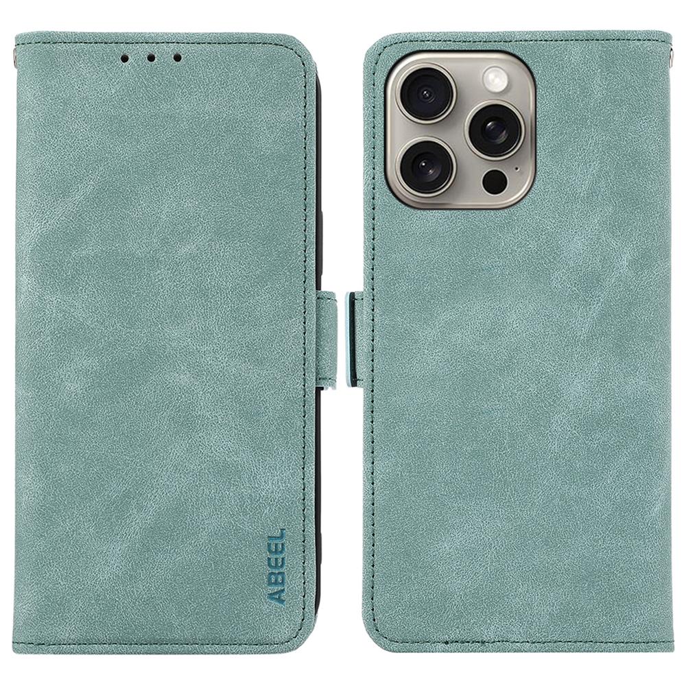 

ABEEL For iPhone 12 Pro Leather Case RFID Blocking Wallet Phone Cover Side Magnetic Clasp Baby Blue