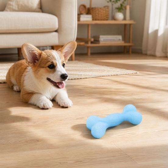Dog Chew Toy, Soft TPR Teething Bone for Small Dogs, Stain Resistant Deep Teeth Cleaning Stick for Puppy