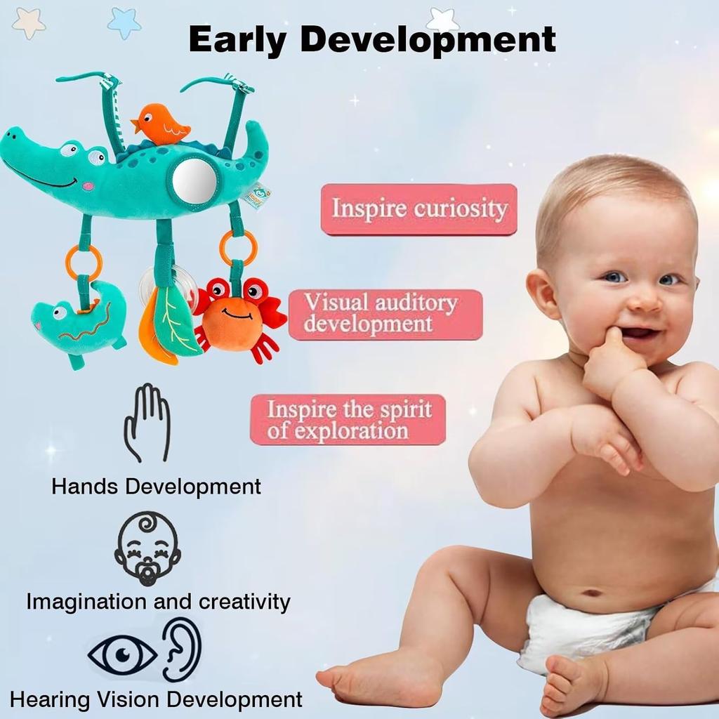 Jouets d'arche pour poussette de bébé Jouet suspendu d'activité pour siège auto Peluche douce pour bébé avec son Carillon éolien Poupées pour bébé Cadeau pour nouveau-né