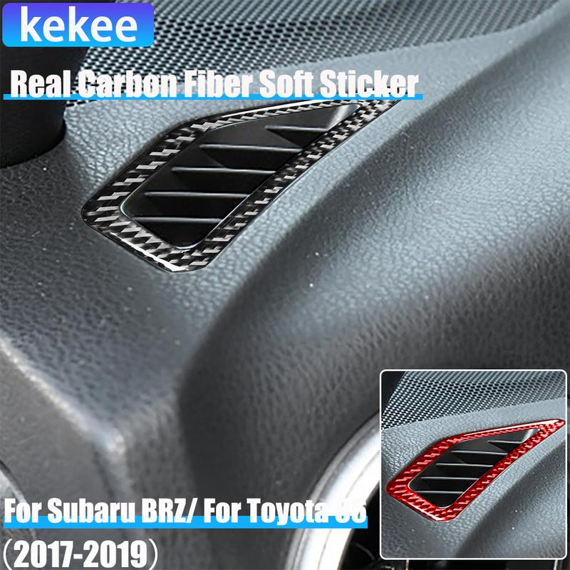 Real Carbon Fiber Car Accessories Dashboard Air Vent Decorative Cover Soft Sticker For Subaru BRZ Toyota 86 GT86 2017 2018