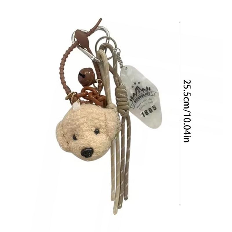 Cartoon Bear Dog Key Holder Plush Ornament for Purses and Car Soft and Comfortable Bag Pendant Car Ornament for Women