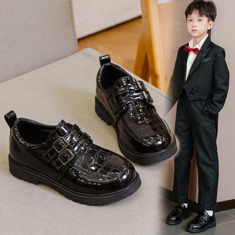 Jungen Lederschuhe Britischer Stil Kinder Uniformschuhe Schwarz Glänzend 2025 Neu Kinder Aufführung Formelle Schuhe Weiche Sohle Rutschfest