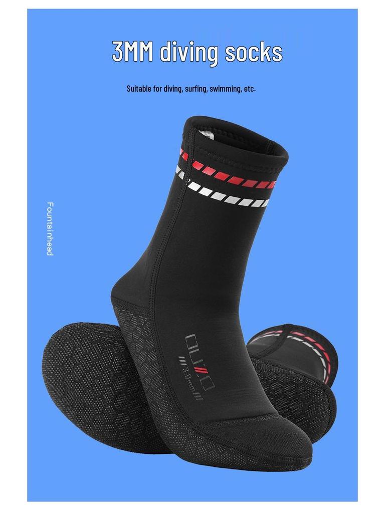 3mm OUZO Neoprene Non-slip Diving Socks - Cold-proof Warmth for Freediving, Swimming & Beach Activities