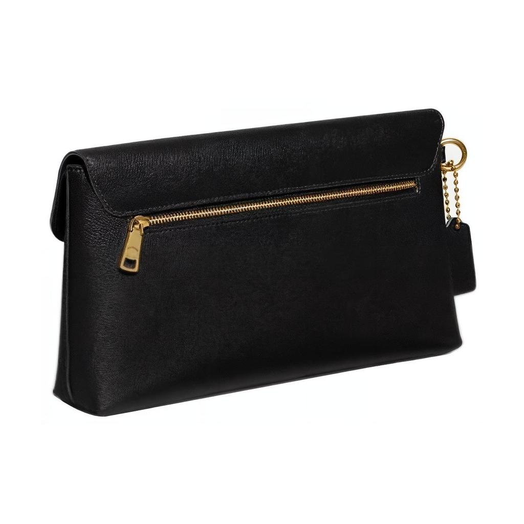 Coach Wyn 27 Einfarbig Druckknopfverschluss Innenfach mit Reißverschluss Mehrere Kartenfächer Geprägtes Leder Handgelenktasche Handtasche Groß Damenhandtasche CC487-B4BK