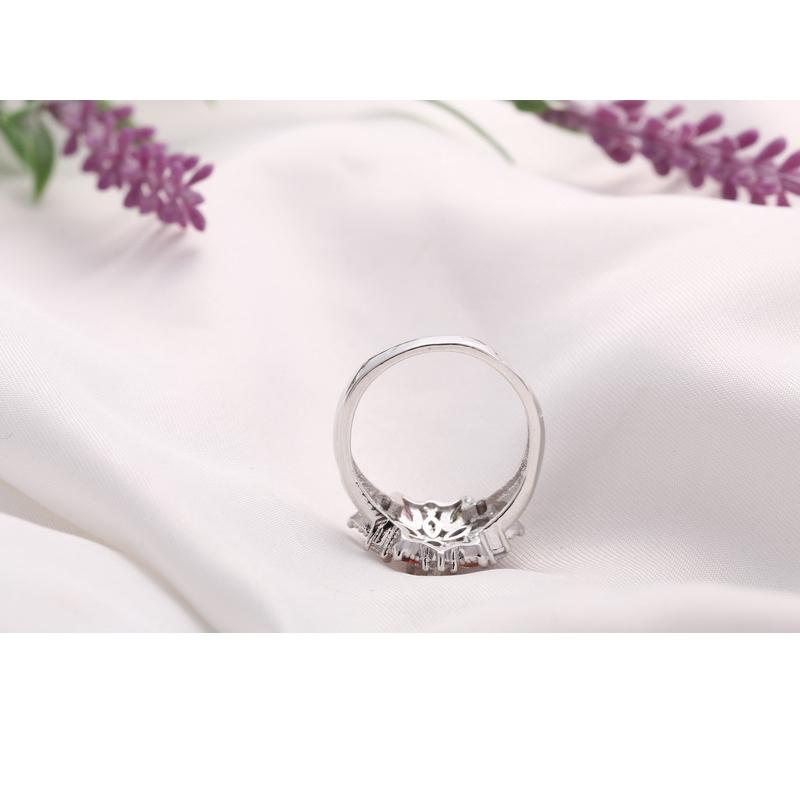Ring Fashion 925 Silver Color Jewelry Colourful Cubic Zirconia Flower Design Cute Style Women Girls Party Engagement