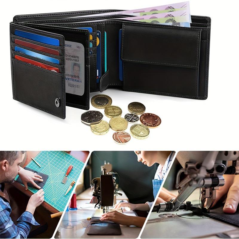 Men's Double-Page RFID-Blocking Wallet with Coin Pocket and Multiple Card Slots