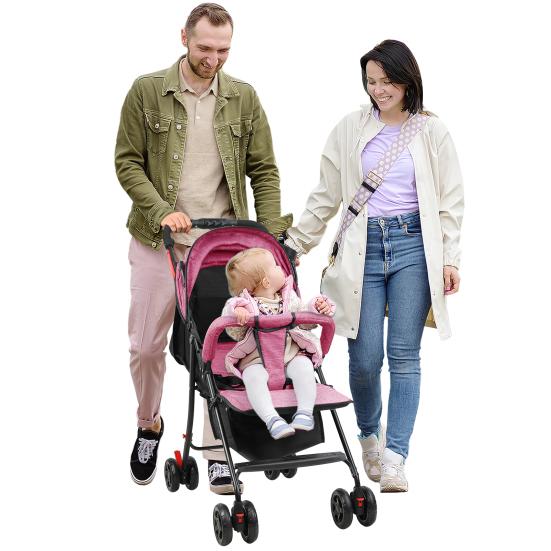 Reise-Kinderwagen, Einhand-Faltbarer Säuglings-Buggy mit Verstellbarer Rückenlehne, Verdeck, Ablagekorb für 0-2 Jahre Kleinkinder bis zu 10 kg