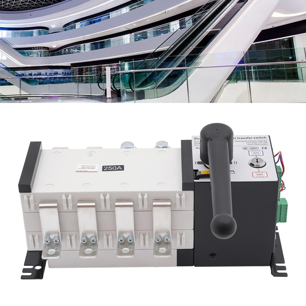 250A 4 Poles Automatic Transfer Switch,110V Dual Power Grid to AC Generator Changeover Switch,Industrial Power Switching Device