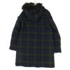 DAMA Collection Check Pattern Long Sleeve Down Coat M Navy Fur Removable Women Used