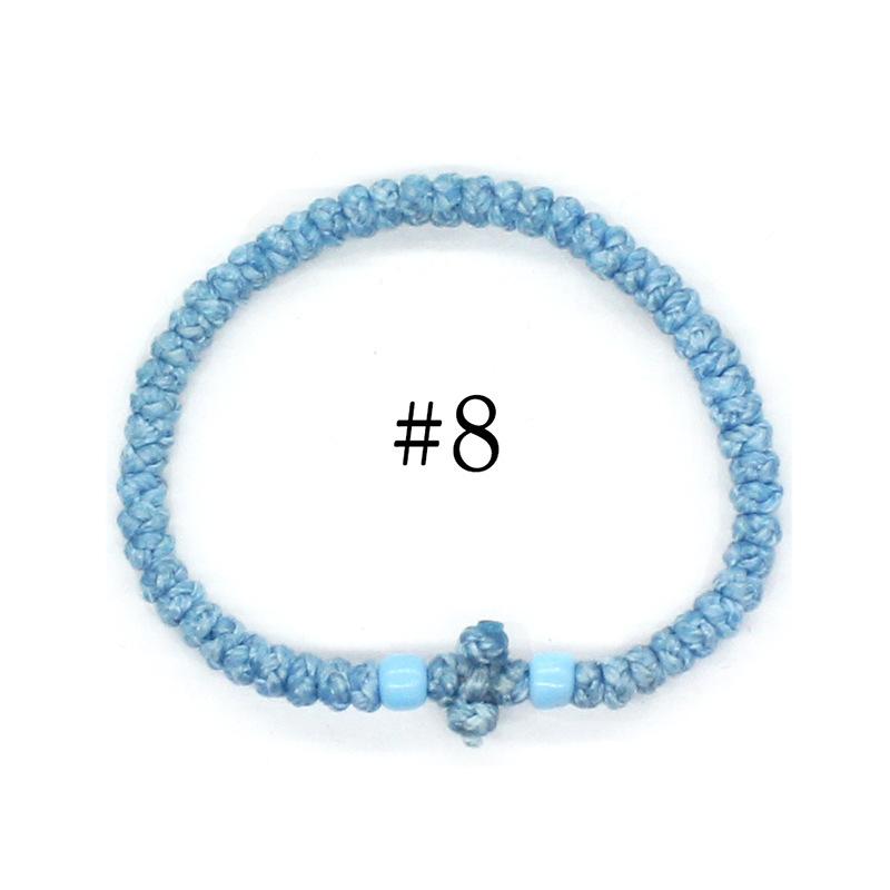 Eastern Orthodox Adjustable Prayer Rope, Hand Knotted Cord Bracelet With Geometric Cross Decor Unisex Multiple Color Options