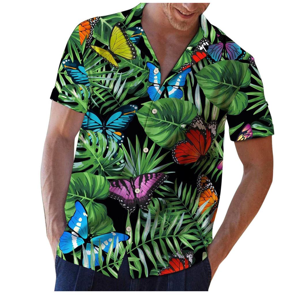 Loses, lässiges Hawaii-Knopf-Kurzarm-bedrucktes Strandhemd für Herren