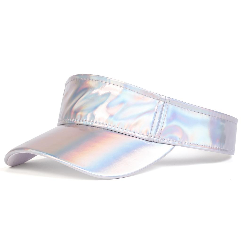 Iridescent Visor Hat – Unisex Open-Crown Sun Cap for Summer! UV Protection, Sporty & Trendy Laser-Finish Outdoor Visor for Men & Women