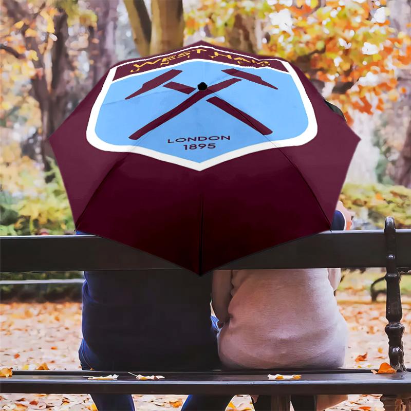 1 PC Automatic Folding Umbrella - West Ham Pattern Portable Foldable Design With 8 Ribs Christmas Birthday Gifts
