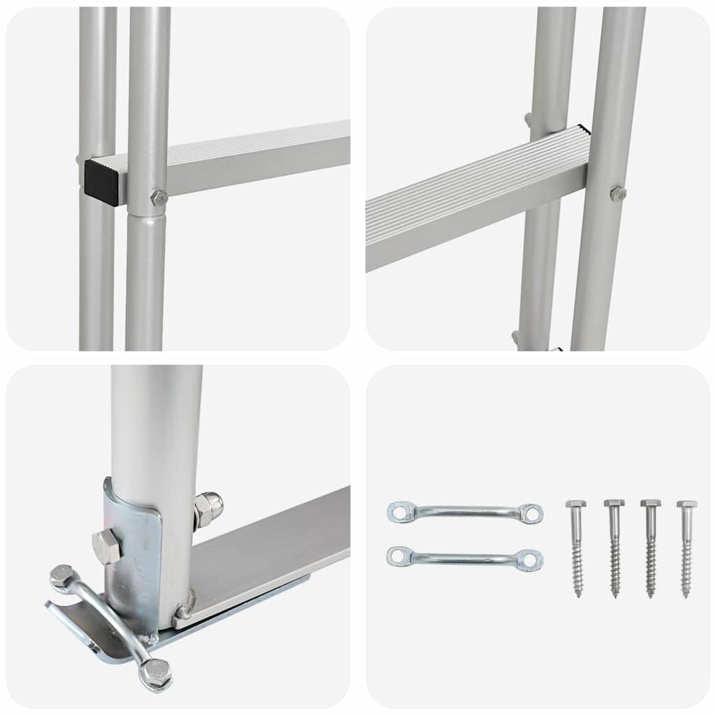 4 Step Dock Ladder Silver 45 * 11.5 * 162 Cm Aluminum