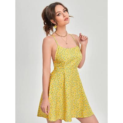 Women's & Girls' Backless Floral Printed Cami Dress