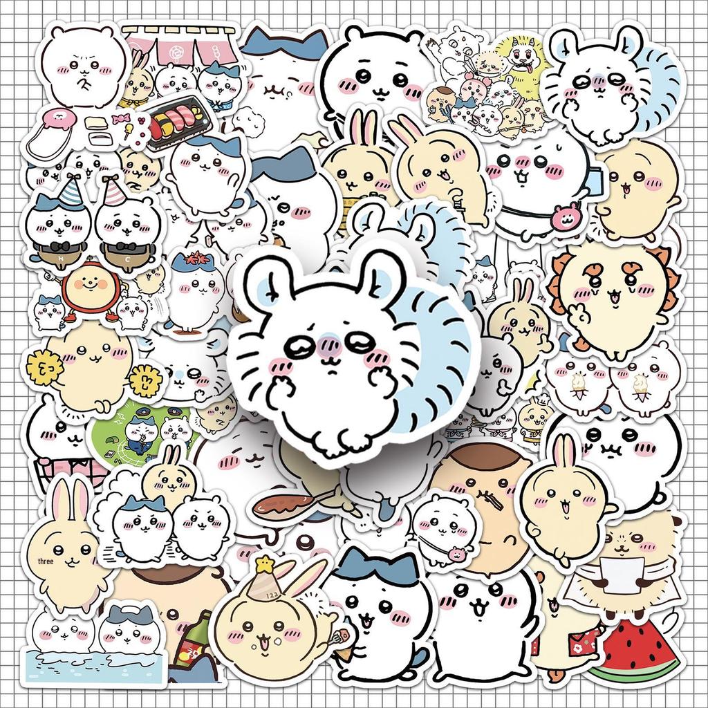 50 Chiikawa Stickers: Cute Anime Graffiti, Waterproof Small Mochi Decals